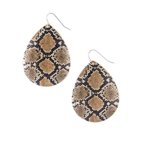 Plunder Snakeskin Print Metal Earrings - Picture 2 of 5